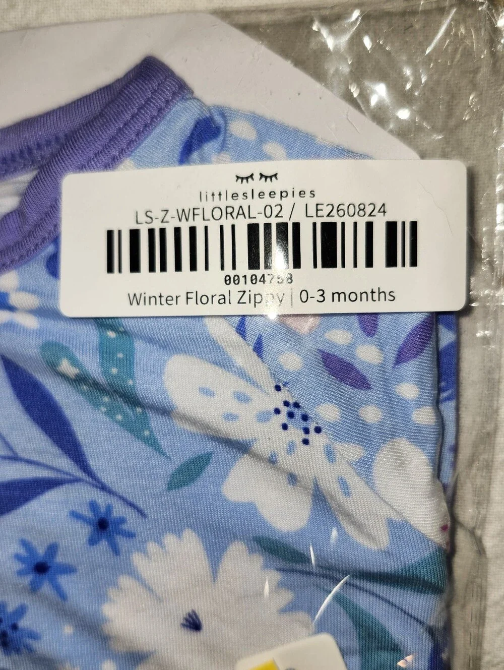 NEW Little Sleepies Winter Floral Zippy 0-3 Months Cottagecore Whimsical Floral